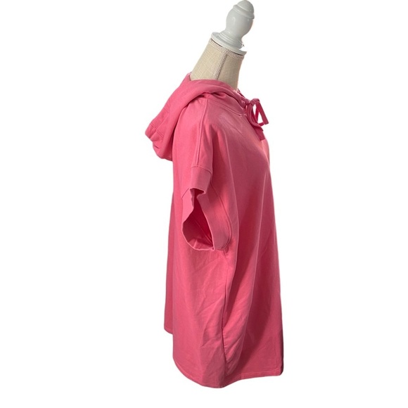 Zara Women Pink Short Sleeve Hooded Sweatshirt Sz L Cotton Swimsuit Cover Up NWT - Picture 9 of 16